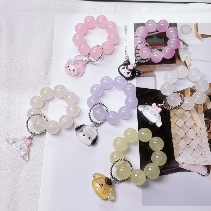 

Новинка, мягкий ручной браслет Sanrio для упаковки пальцев Kuromi, скрученный Желейный браслет с бусинами, мультяшный подарок для друга Sanrio, подарок для рукоделия, подарок на день рождения