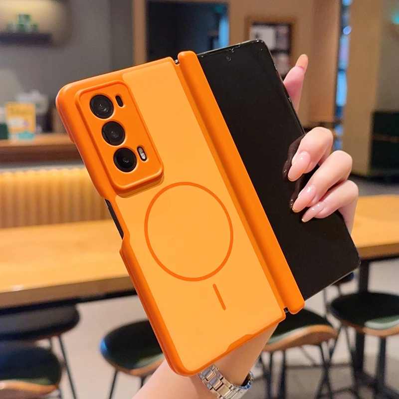 Enhanced Skin Feel Magnetic Wireless Charging Shockproof Foldable Phone Case with Hinge Protection