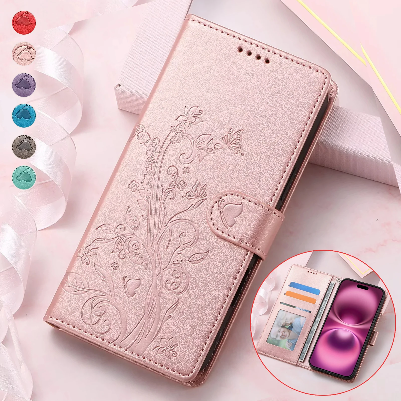 Luxury Flip Leather Wallet Phone Case with Card Slots