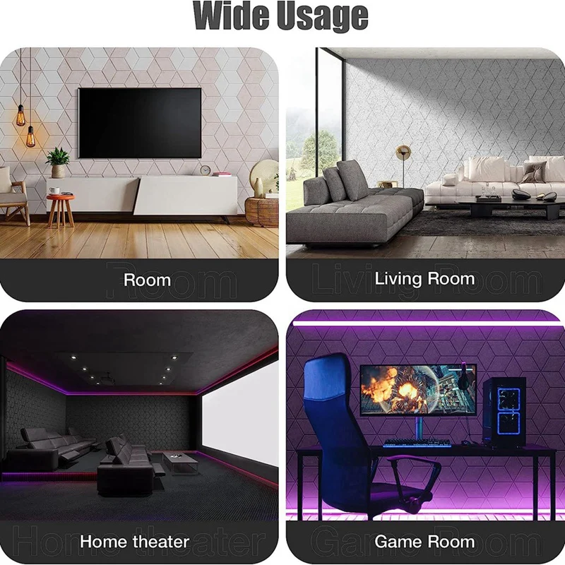 12Pcs Hexagon Y-Lined Sound Proof Panel Noise Insulation Panel High Density Fireproof Wall Panels