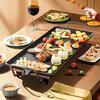 논스틱 전기 바베큐 그릴, 무연 바베큐 기계, 5 단계 조절 가능, 가정용 전기 그릴 오븐, 요리 도구, 1300W