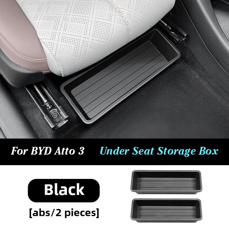 For BYD Atto 3 Yuan Plus 2022-2025 Underseat Storage Box Seats Drawer TPE Hidden Storage Tray Push Pull Car Organizer