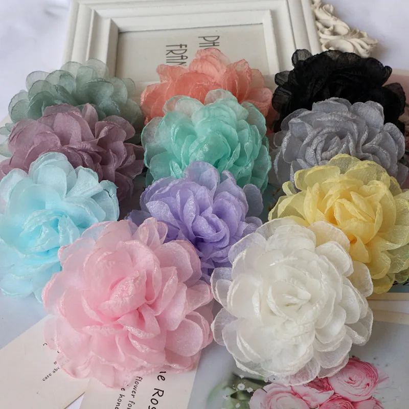 Tela de gasa hecha a mano de 9CM, flor Artificial para vestido de novia,  sombreros, decoración de ropa, tocado DIY, fabricación de flores -  AliExpress