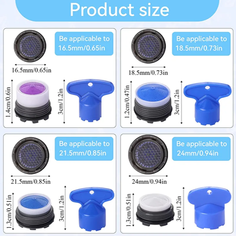 조절 가능한 360도 물 필터 익스텐더, 샤워 정수기, 연수기 필터, 욕실 액세서리 11 캐시 에어레이터 및 수도꼭지 에어레이터 교체 키 제거 도구, 탭 에어레이터 흐름 제한 장치, 20 개