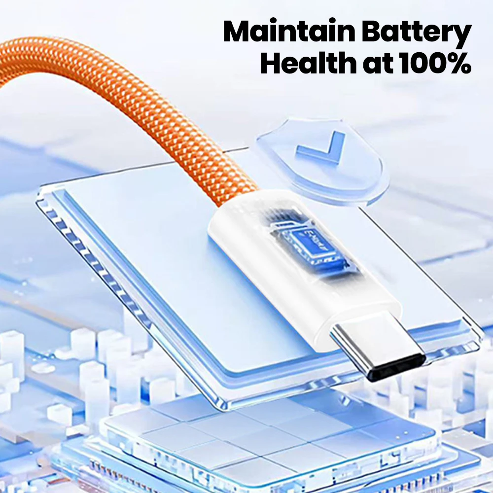 60W 고속 충전 데이터 케이블 퀵 차지 타입 C to 타입 C 오렌지 브레이디드 케이블 아이폰 15 16 17 삼성 듀얼 타입 C 케이블