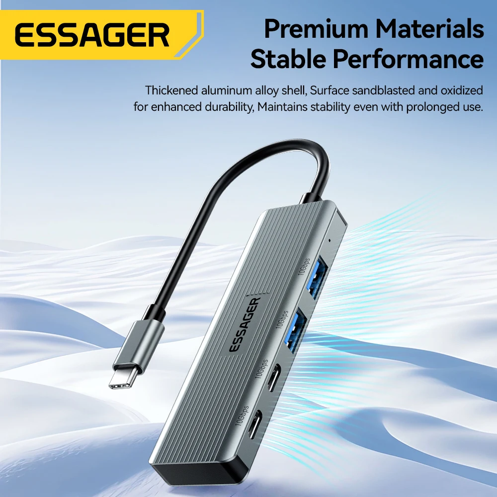 USB C Hub 4 Ports USB Type C to USB3.2 Gen2 Hub Splitter Adapter 10Gbps usb hub adapter usb hub converter for MacBook Pro Air iPad Pro Laptop Desktop PC