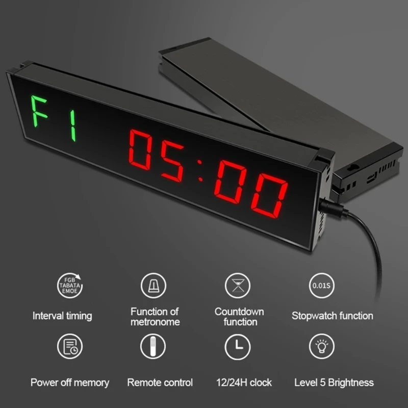 

Large Screen Gym Timer 1.5Inch Digits Count Down/Up Timer Box Cycle Interval