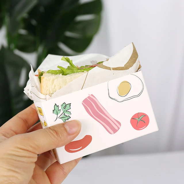 50pcs Disposable Food Wrapping Box Plastic Sandwich Container Egg Toast  Breakfast Packaging Boxes Restaurant Supply - AliExpress