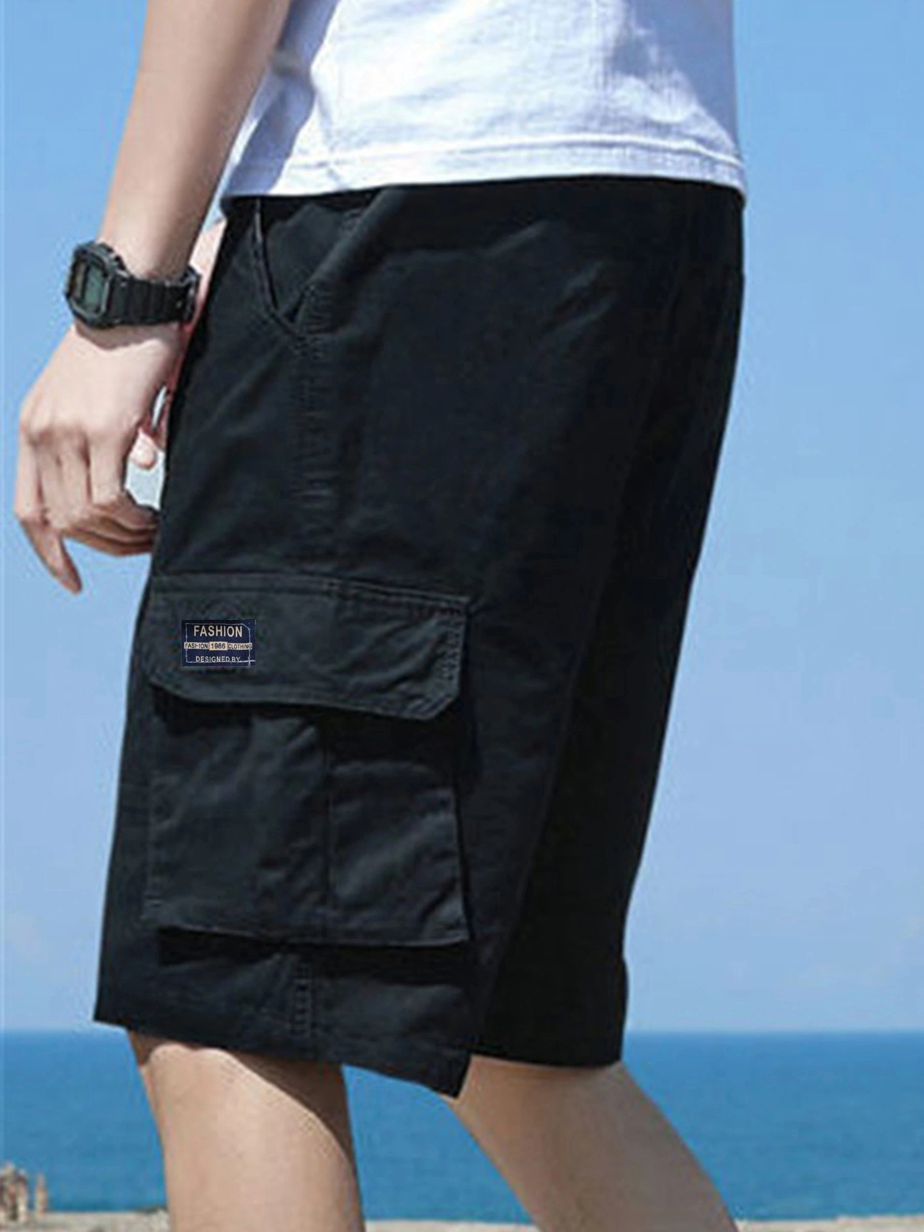 US Oversized  5XL Summer Solid Shorts Men Big Size Social Elastic Waist Men Shorts Outwear Black Beach Chubby Cargo Shorts 5