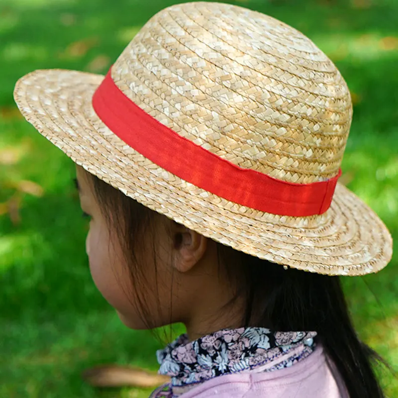 Anime Cosplay Hat Boy Girl One Piece Straw Neck String Luffy