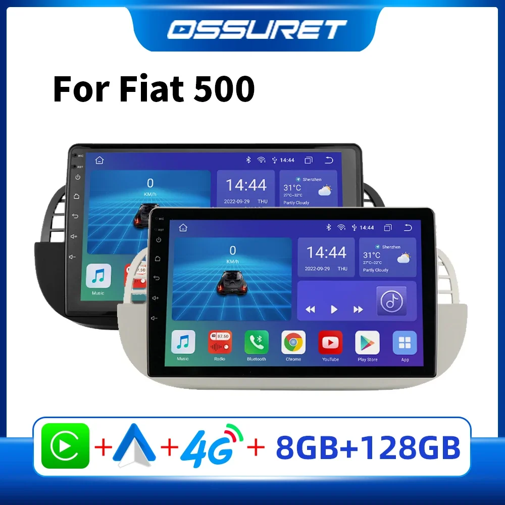 Autoradio Android Per Fiat 500 2007 - 2014 Car Multimedia Carplay Auto Autoradio Player Audio Stereo 9 Pollici Touch Screen Gps Navi