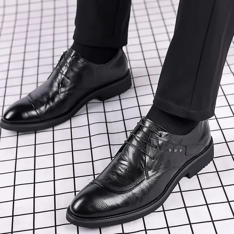 Dress Shoes Men Genuine Leather Business Formal Oxfords Footwear Man Leather Loafers