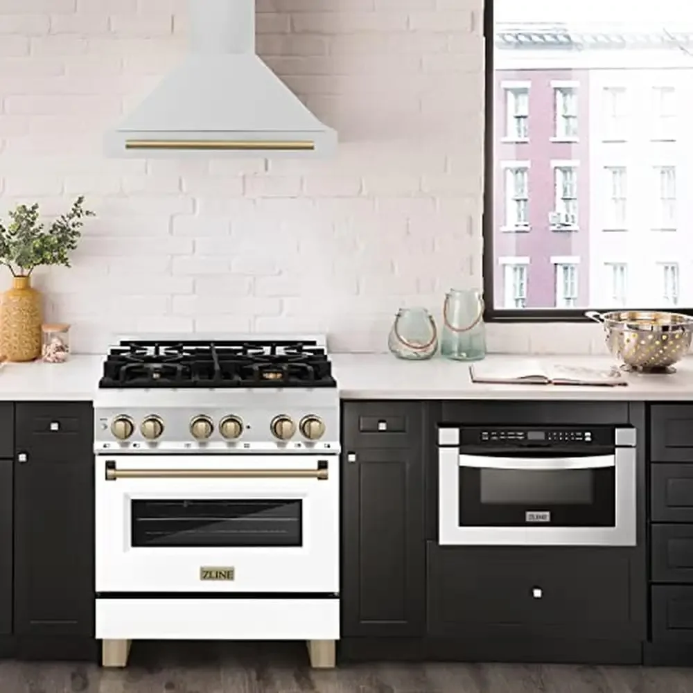 30" Stainless Steel Range Hood with Champagne Bronze Accents and 400 CFM Air FlowEffortlessly control fan speed and lighting