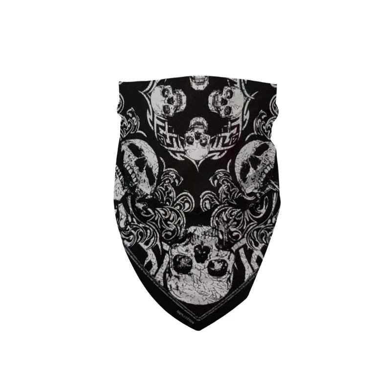 Skull Digital Print Headscarf Cotton Bandanas Hiphop Head Scarf Music Festival Headwrap Cycling Dancing Handkerchief 6