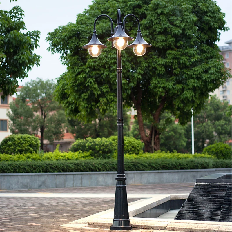 (H≈2.6M)European-Style Garden Lamp Street Lamp Outdoor Lamp Waterproof Household Double-Head High Pole Landscape Lamp