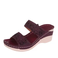 2024 Summer Women Slippers Plus Size Women's Shoes Retro Roman Sandals Women Pu Casual Flower Wedge Sandals Platform Slippers - Image 6