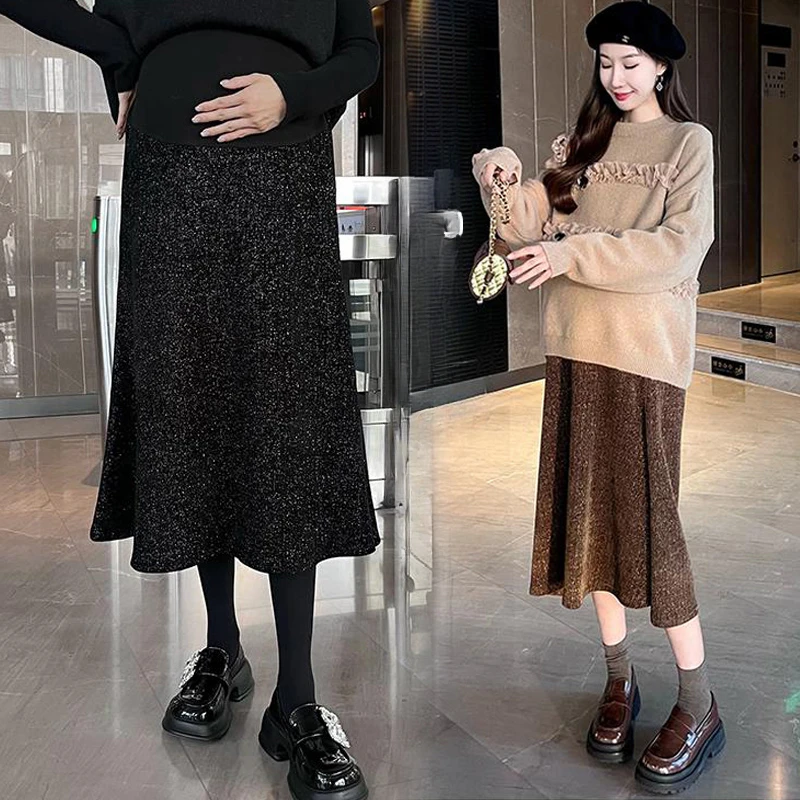 Autumn Maternity Fishtail Skirts Fashion Beautiful Long Loose Pregnant Woman Trumpet Plus Size Pregnancy Mermaid Long Skirt