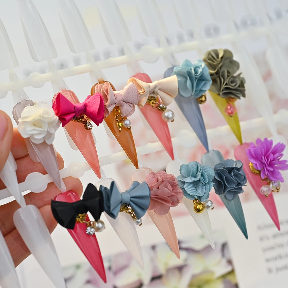 

5Pcs Cloth Bowknot/Flower 3D Nail Art Decoration Detachable Magnetic Pendant Ornaments Stickers for Nails Jewelry Accessories #&