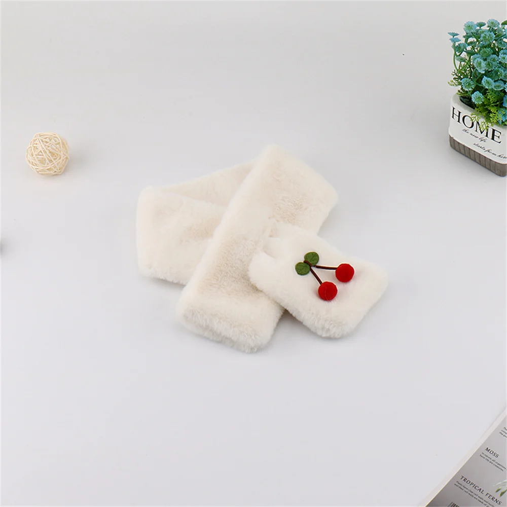 Winter Coral Fleece Pure Color Collar Children Soft Scarf Baby Boy Girls Plush Little Bear Neck Warm Scarves Outdoor Neckerchief