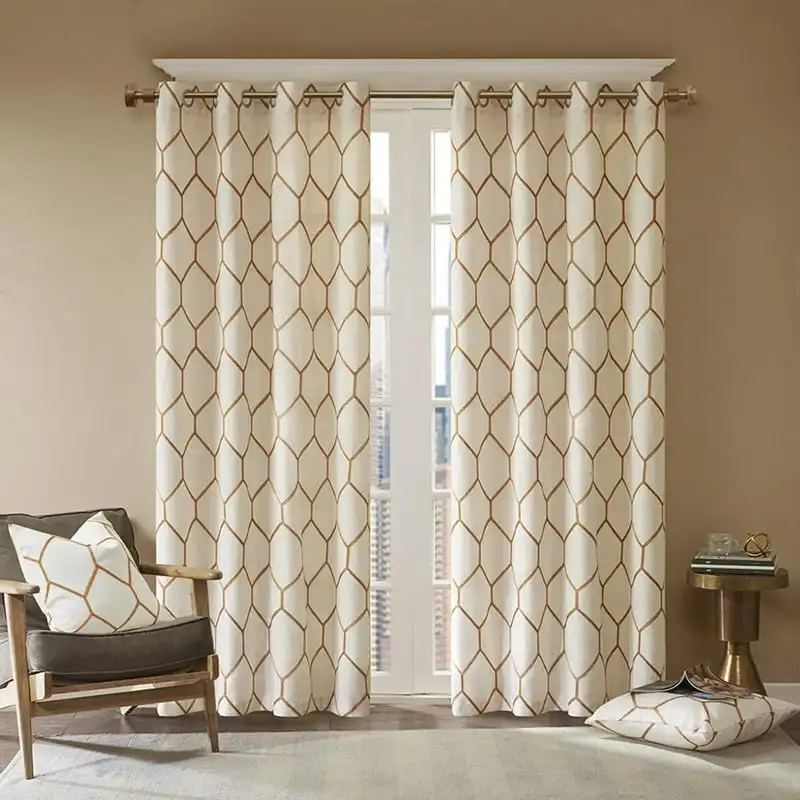

Metallic Embroidered Light Filtering Window Curtain Panel, 50