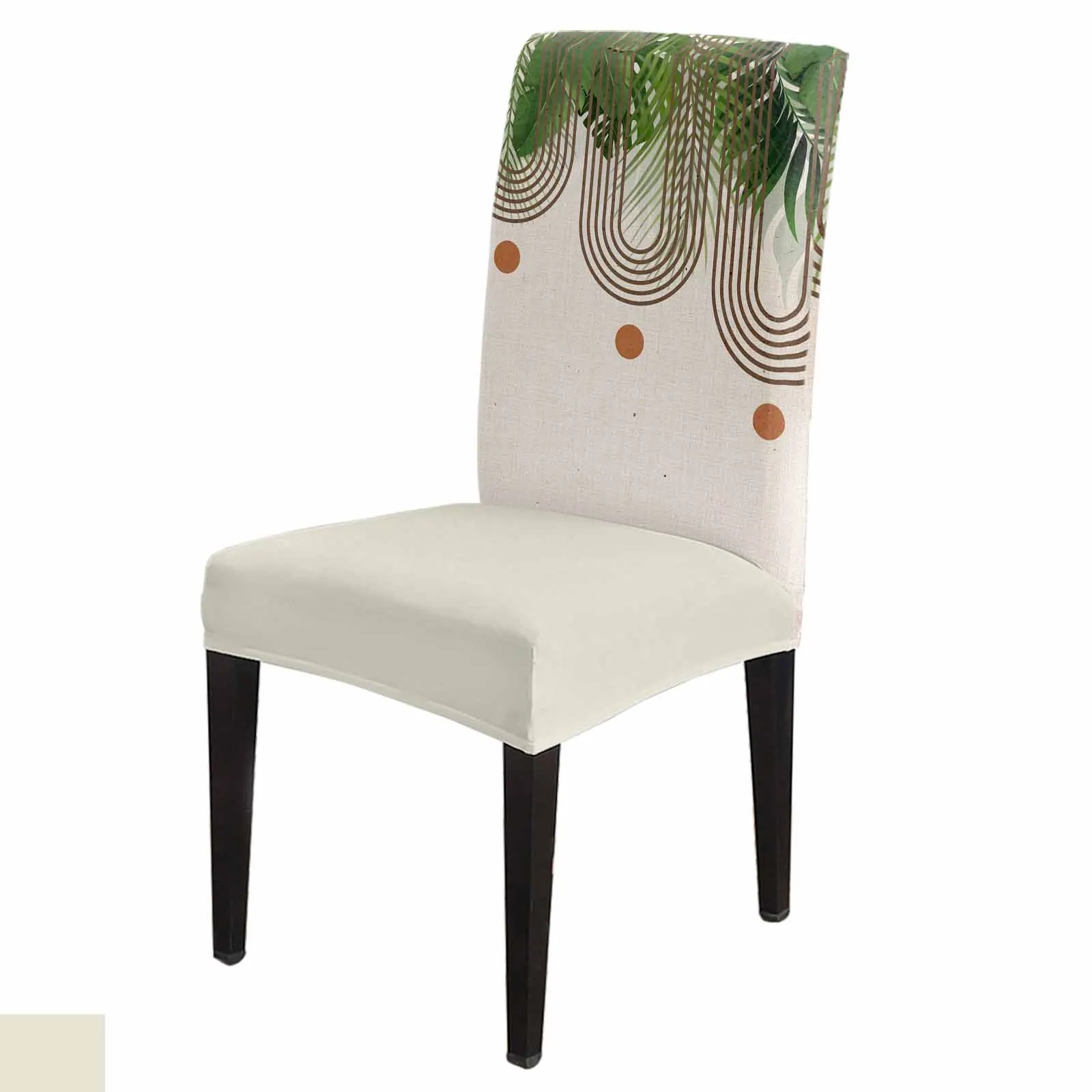 

Boho Abstract Leaves Plants Stretch Chair Cover for Dining Room Banquet Hotel Elastic Spandex Seat Chair Covers