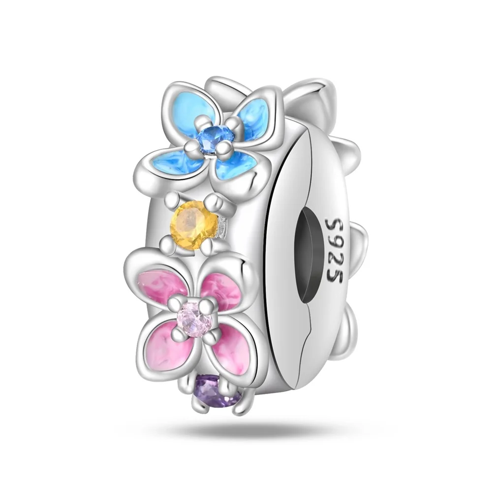 

Застежка из серебра 925 пробы с цветными цветами для браслета Pandora
