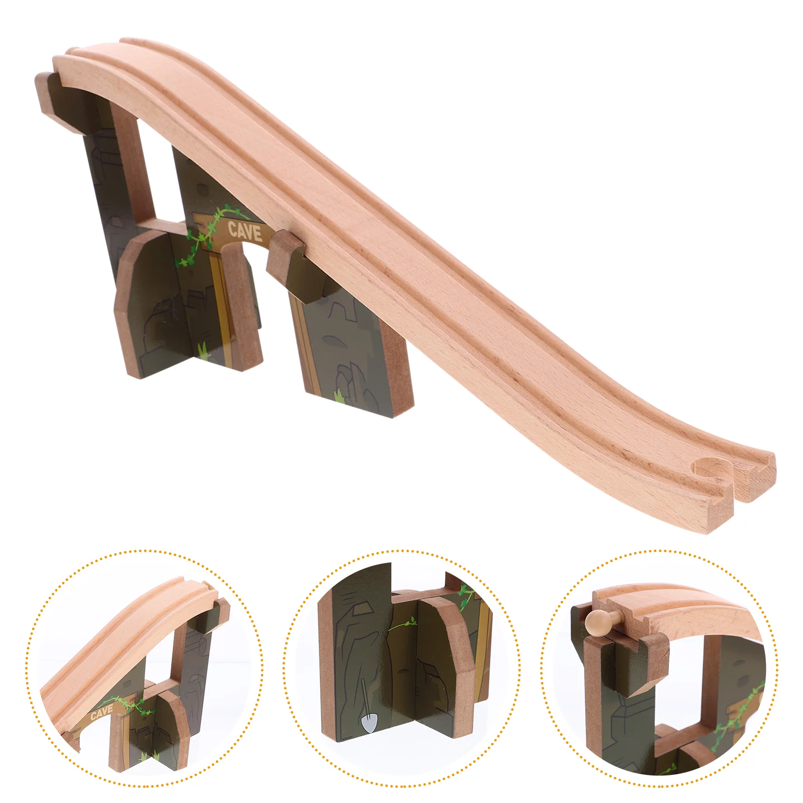 Wooden Train Track Bridge Toy Kids Plaything Parts Natural Wood High Arch Scene Accessories Develops Brain Hands On