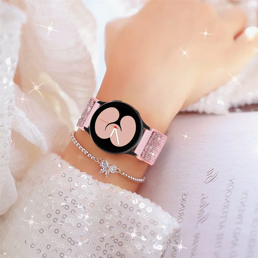 Bohemian Elastic Shiny Watch Strap, 20mm/22mm Bracelet Band