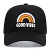 New GOOD VIBES Rainbow Embroidery Baseball Hat Men Women Hip Hop Snapback Trucker Cap Outdoor Mesh Breathable Sunscreen Hats 6