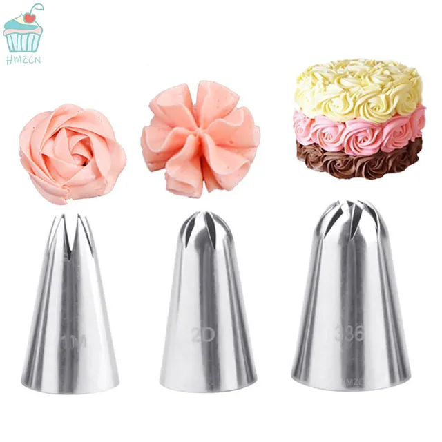 Virágos Rózsa Tészta Fúvókák Torta Díszítő Szerszámok 1/3Pcs Jegesedés Csővezeték Fúvóka Krémes Cupcake Tippek Sütési Kiegészítők #1M 2D 336