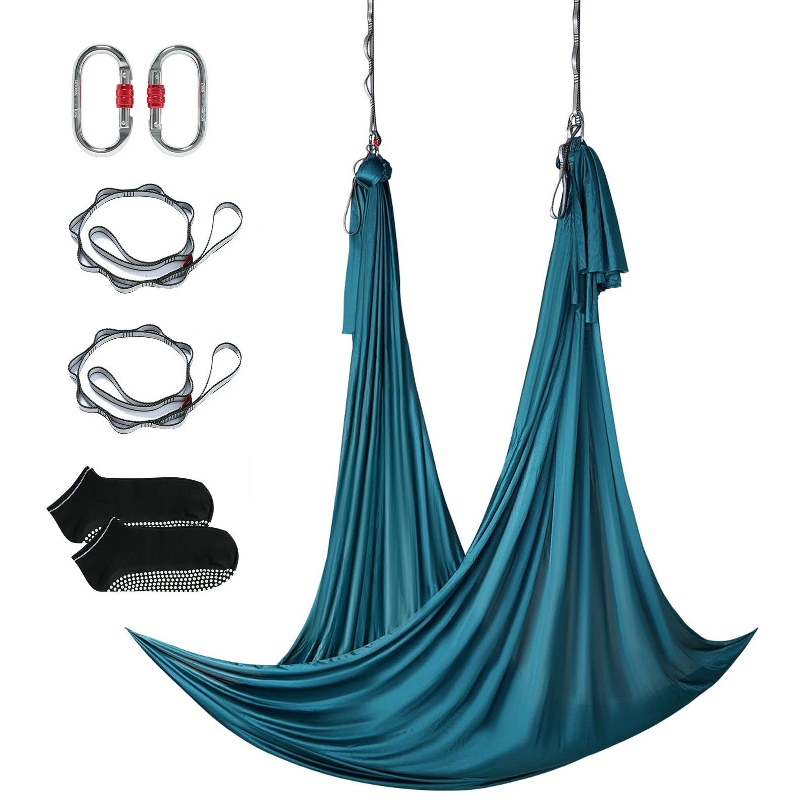 SucceBuy 5.5 Yards Aerial Yoga Hammock &Swing Nylon Fabric Full Rigging Hardware for Antigravity Yoga Fitness Bodybuilding