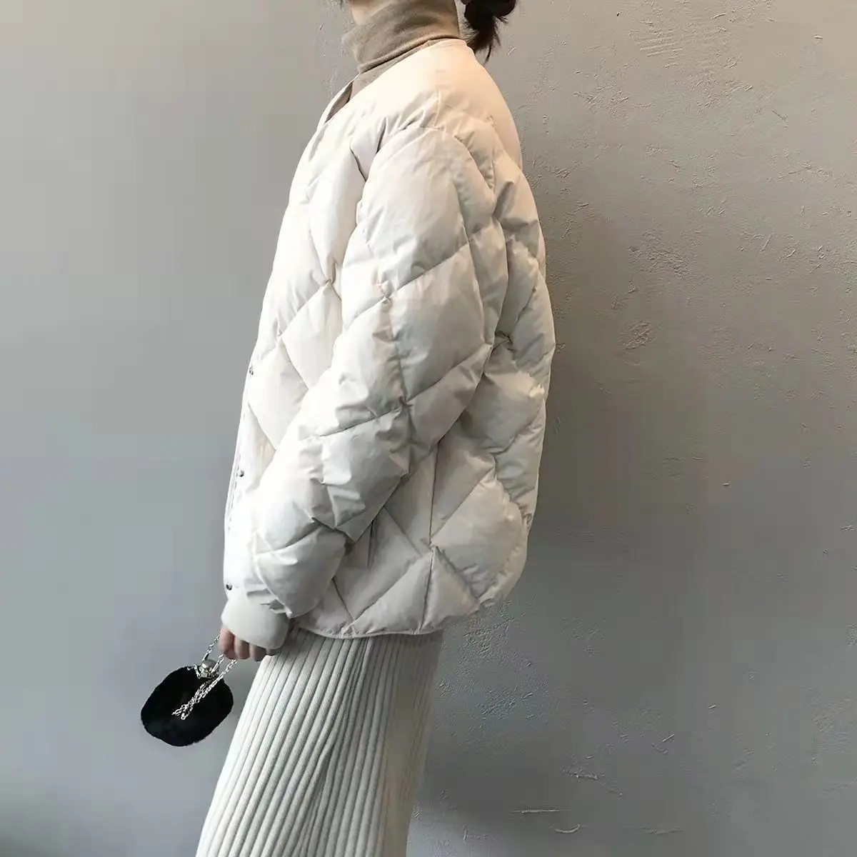 coreano, jaqueta acolchoada elegante, parkas monocromático, outwear