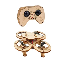 Beginner DIY Flying Drone Kit with Remote Control - Educational Wooden Aircraft for Competitions and Prizes (Yellow)