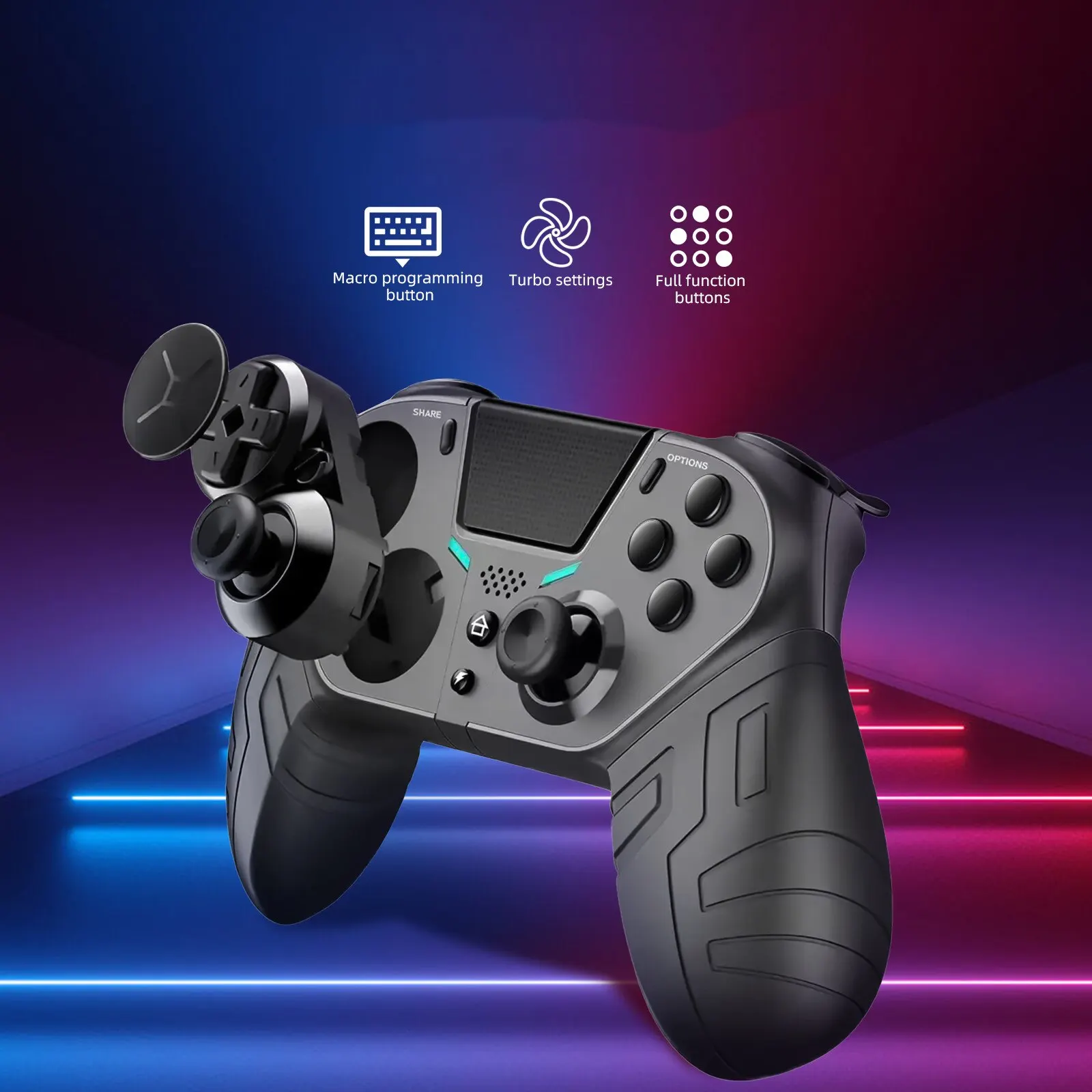 Dla kontrolera bezprzewodowego PS4 podwójna wibracja Gamepad Bluetooth programowalna funkcja Turbo dla konsoli PS4 Android IOS Joystick PC