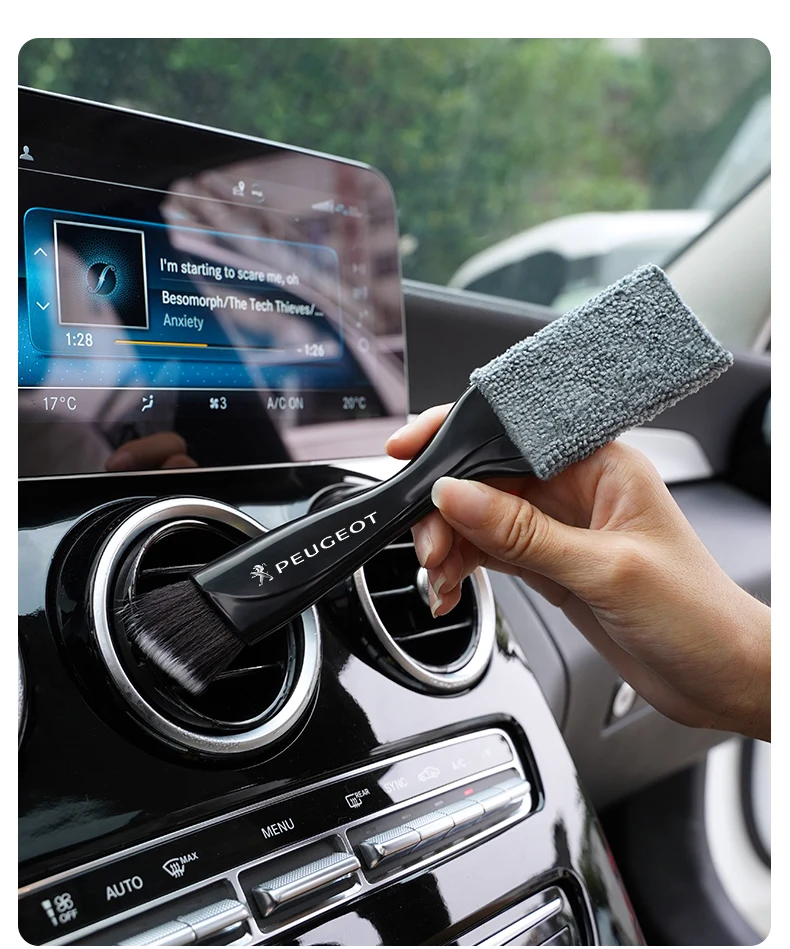 2 In 1 Car Dust Tool Cleaning Brush Interior Accessories for Peugeot 307 206 107 207 406 208 3008 607 408 407 308 106 508 301
