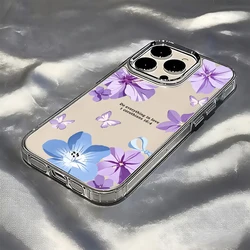 Elegant Purple Blue Butterfly Flower Shockproof Phone Case - Soft Transparent TPU Cover - iPhone 12 Pro (TM - T4222)