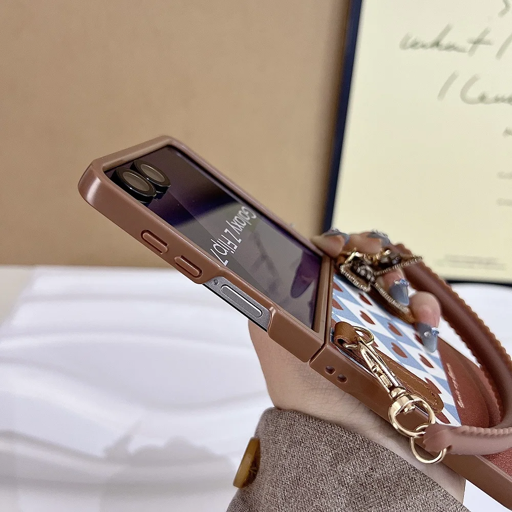 Korean Cute Love Heart Bowknot Phone Case with Bracelet - Shockproof Folding Cover