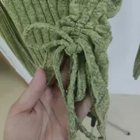 women's New off shoulder cross long sleeved slim fit casual street style asymmetrical elegant T-shirt trumpet sleeve top - Image 6