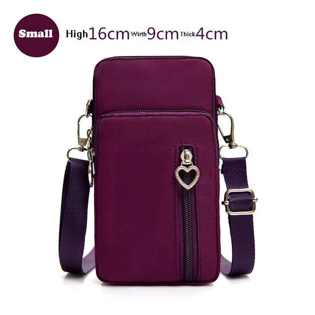 Universal Mobile Phone Bag For Samsung/iPhone/Huawei/HTC/LG Case Wallet Outdoor Sport Arm Purse Shoulder Bag Women Phone Pouch Small Purple