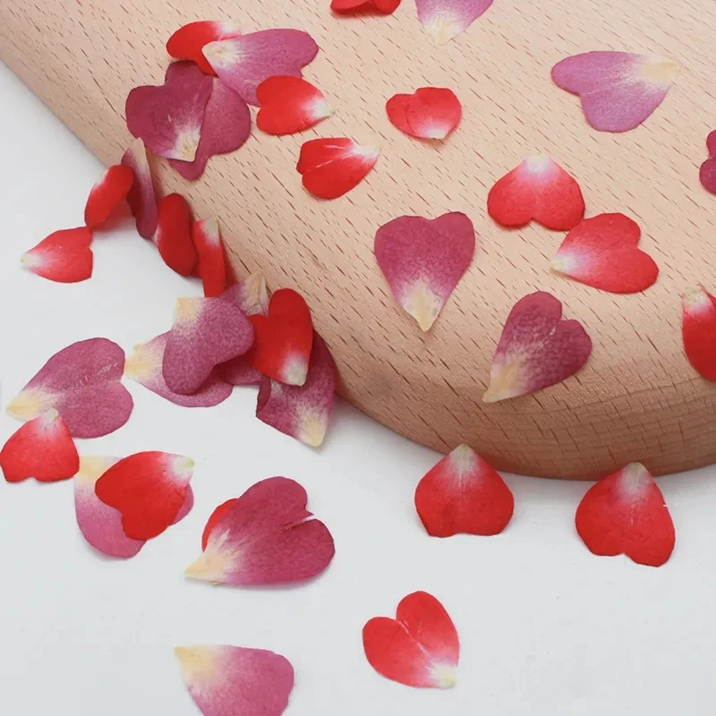 Heart Shape Pressed Dried Rose Petals 100pcs 1cm Wedding Girl Basket Aisle Scatter Dinner Flowers Petals