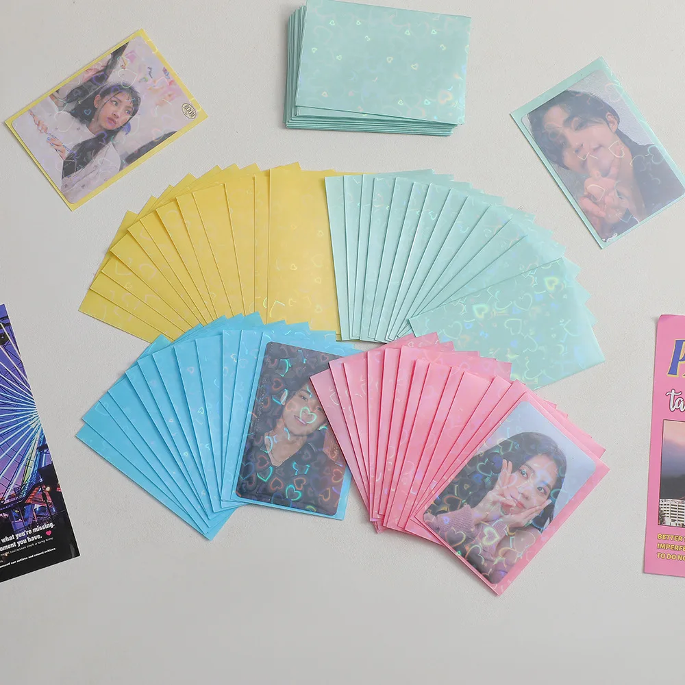 Heart Sleeves Color Photo Card Sleeve Photocard Holder Kpop Popcorn Sleeves Photo Card Packaging BQ01 photo card holder card holder card protector idol card protector 50PCS