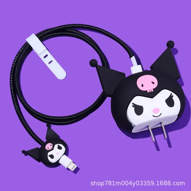 4-piece Set Sanrio Hello Kitty Kuromi Data Cable Bite Protector Winder Accessories for IPhone 18/20w Charger Protective Cover