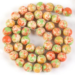 Vibrant Orange - Green Sea Sediment Jasper Round Beads - 8mm 44 - 46pcs (Orange)