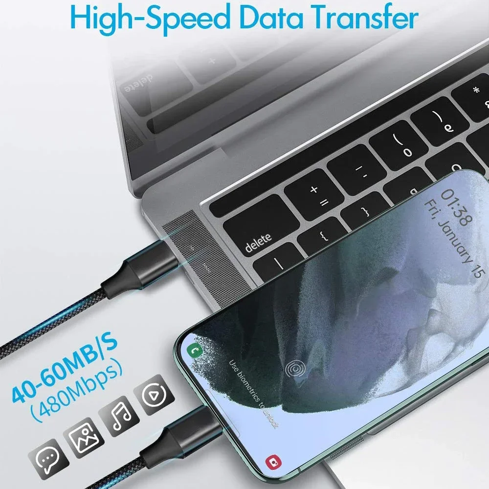 High-Speed Type C Charging and Data Cable - 8m/5m/3m Long, Fast Charging USB-C Cord