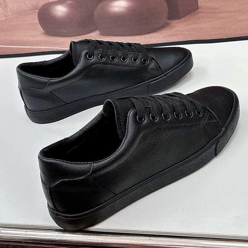 Spring Summer Flat Mens Casual Shoes Soft Pure Black Fashion Male Footwear Cool Young Man Street Style Comfortable 6