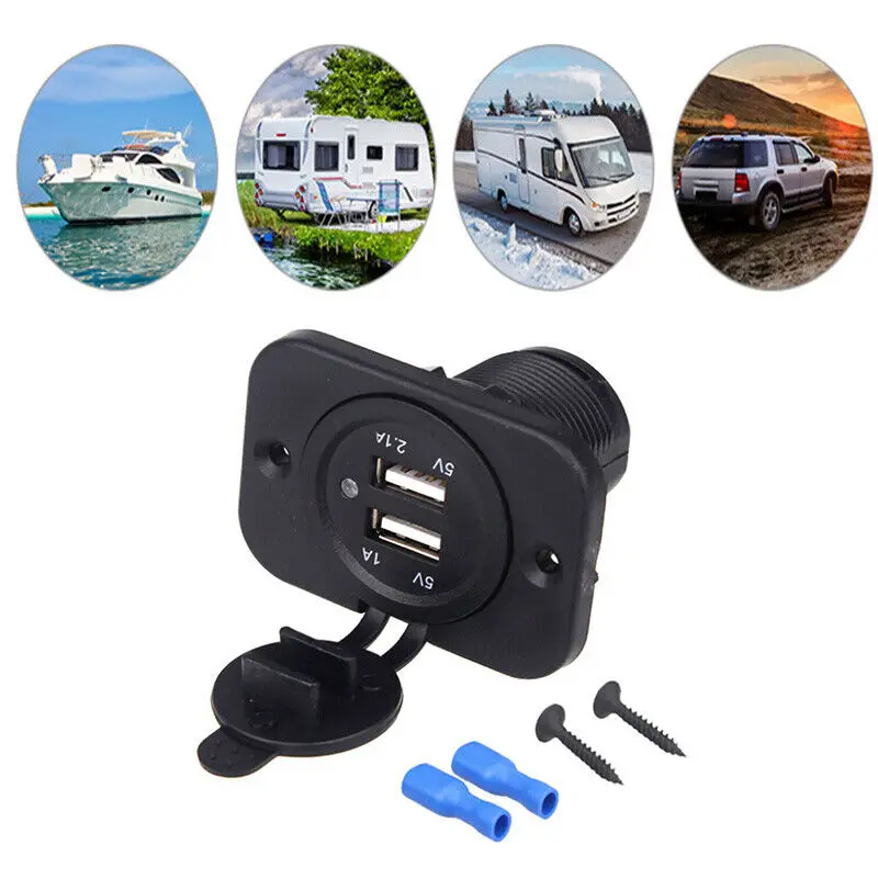 Dual USB Port Socket Charger 12V 24V Charging For Camper Van Caravan Motorhome