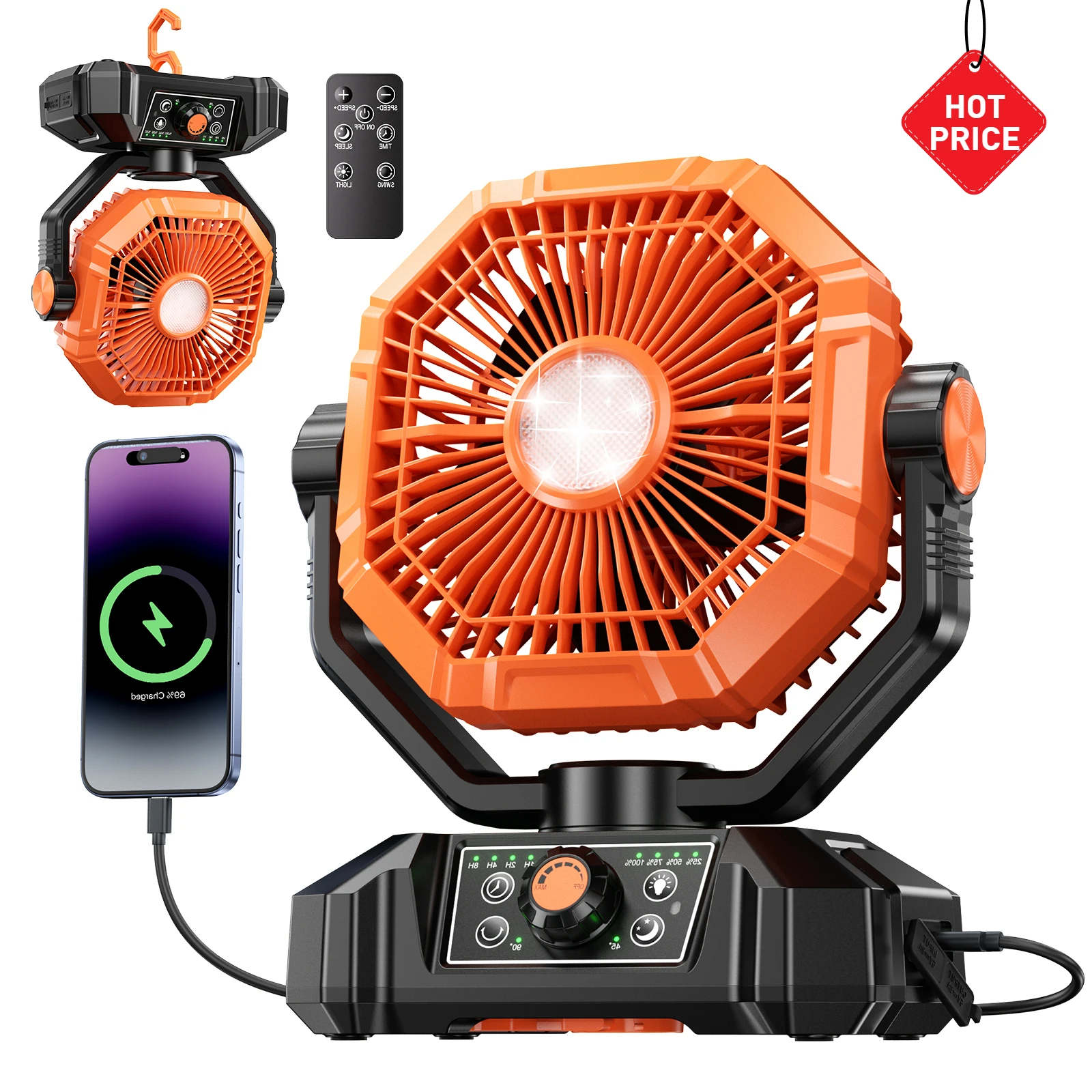 Wentylator kempingowy 20000mAh z latarnią LED z Polski za $32.25 / ~124zł