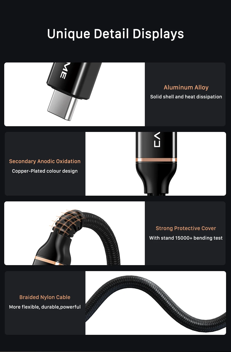 CABLETIME USB 4-Kabel PD 100 W USB-IF-zertifiziert 8K 60 Hz 40 Gbit/s Typ C Schnellladung kompatibel mit MacBook Pro Laptop C413 – Detail 13