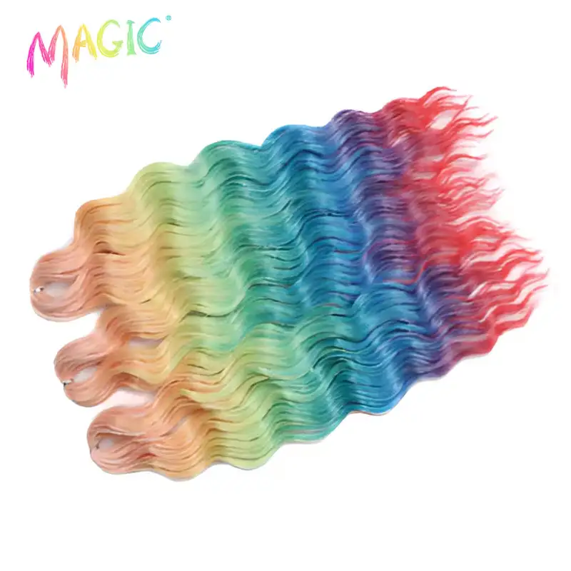 Anna Synthetic Hair 24 Inch Water Wave Braiding Hair Extensions Ombre Blonde Deep Wave Afro Curl Twist Crochet Hair for Women - Image 41