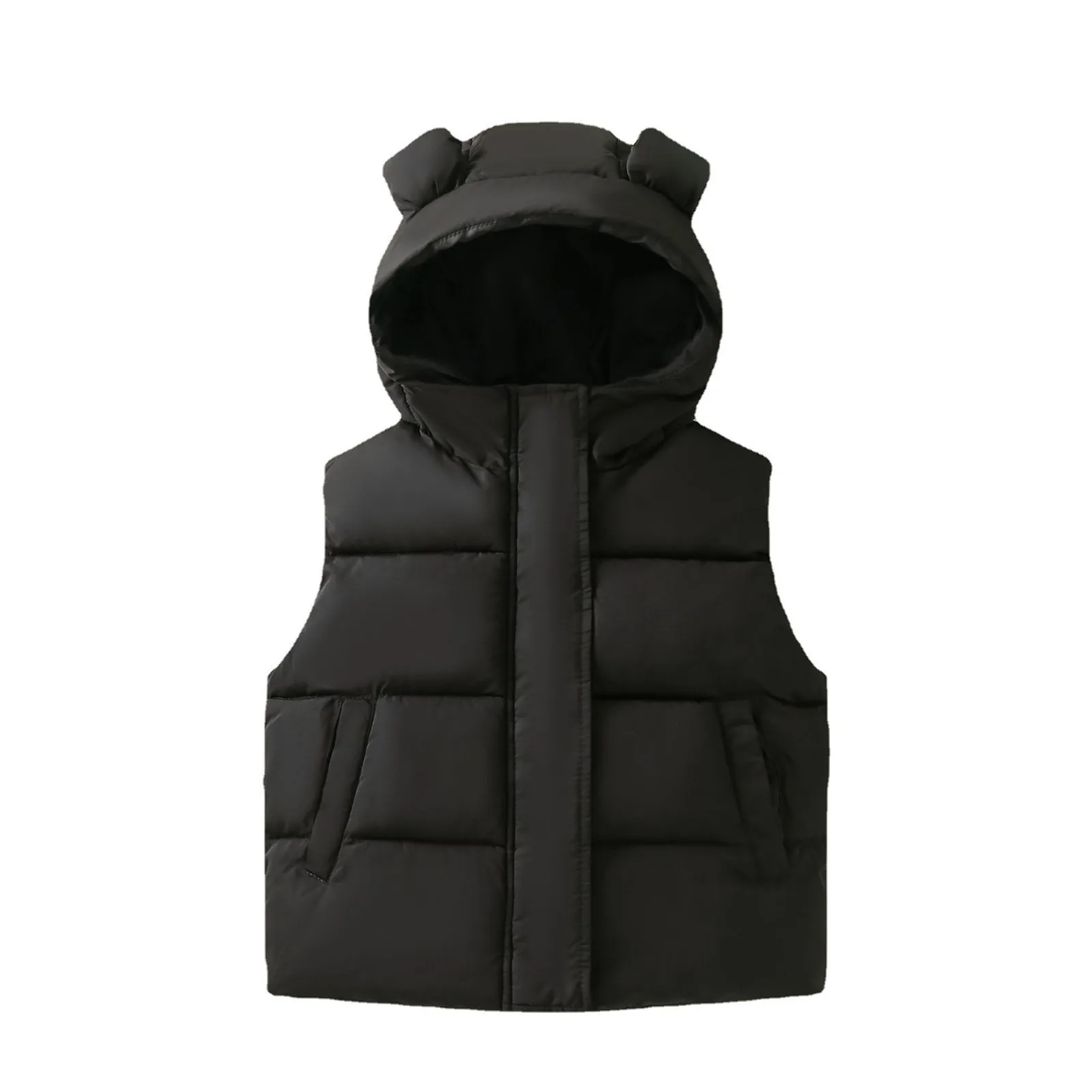Girls Lightweight Jacket Toddler Boys Girls Sleeveless Winter Warm Outwear Vest Jacket Coat Bear Ears Solid Kids Snow